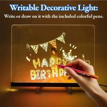 Luz LED - tablero de dibujo con stand, tablero de mensajes, con pincel de 6 colores, plug - in USB para usar, diseño de escenas simples y románticas, adecuado para la decoración diaria de oficinas / salas de estar / dormitorios y uso doméstico o regalos de Navidad / año nuevo - Multicolor - Ver 5