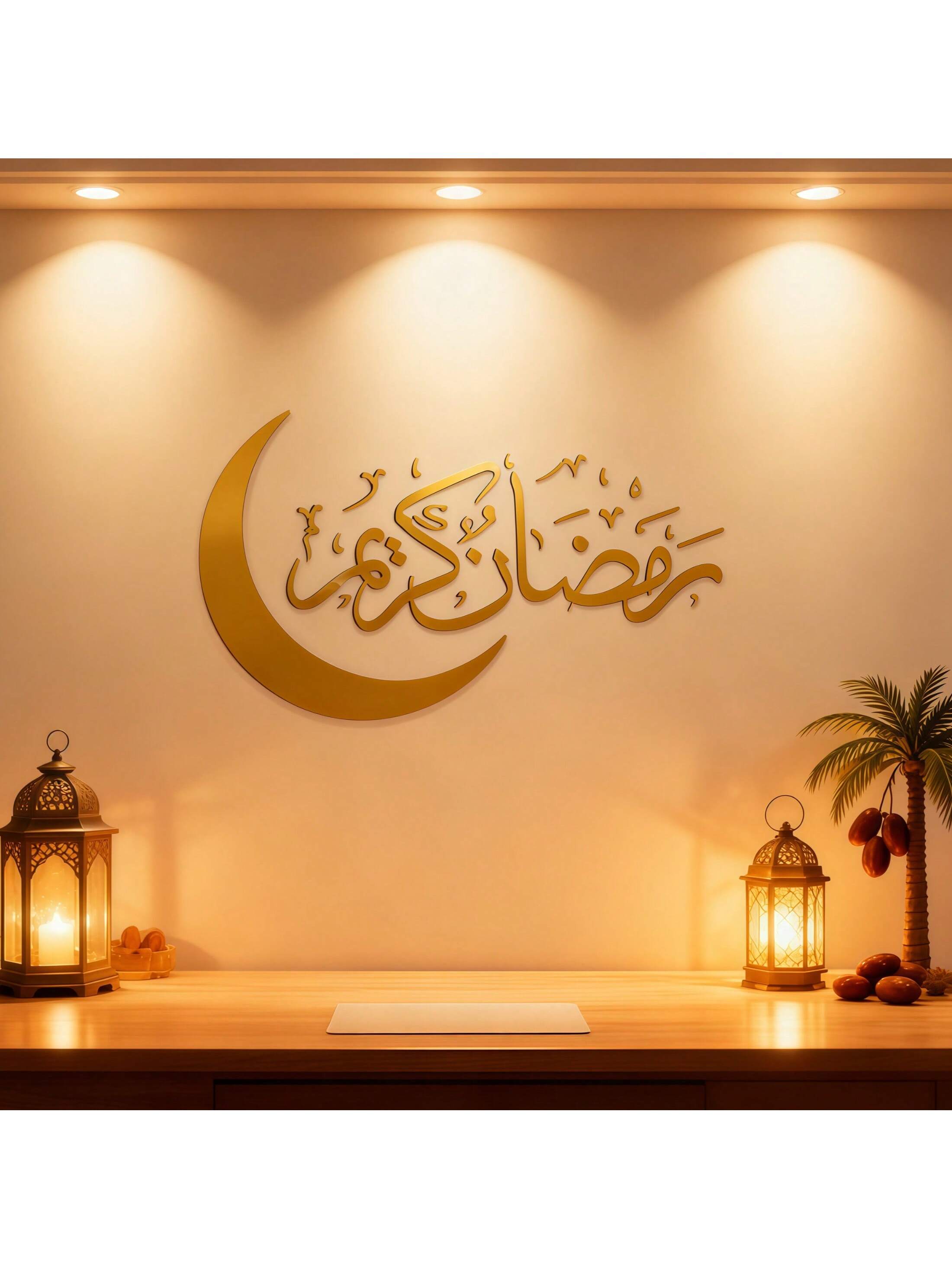ملصق حائط بخط عربي بموضوع رمضان، ملصق حائط بطراز إ...