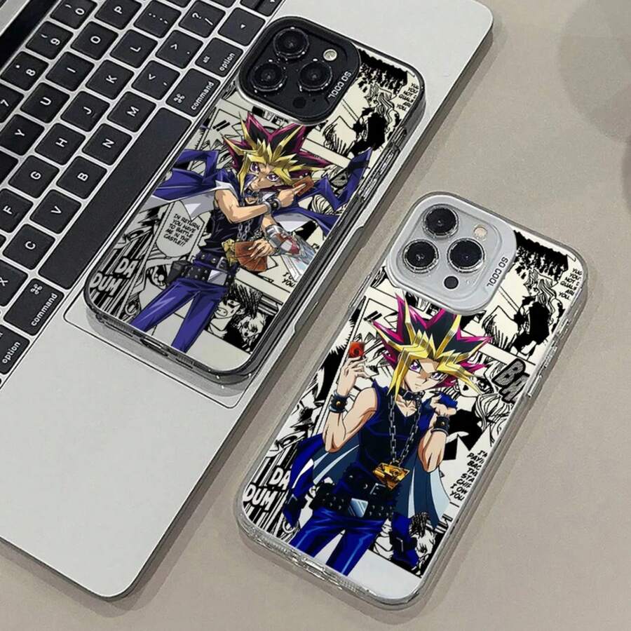 Funda de Teléfono Plateada Mate, Apple, Comic de Duel Monsters, 17, 16, 15, 14, 13, 12, 11, Plus Pro Max - YA3603JMH - Ver 1