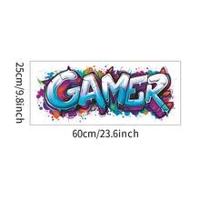 游戏涂鸦墙贴，现代风格，自粘乙烯基材质，适用于多种表面，经久耐用，可重复使用，字母图案，长方形，哑光表面，适合家居装饰 - 彩色 - 查看 3