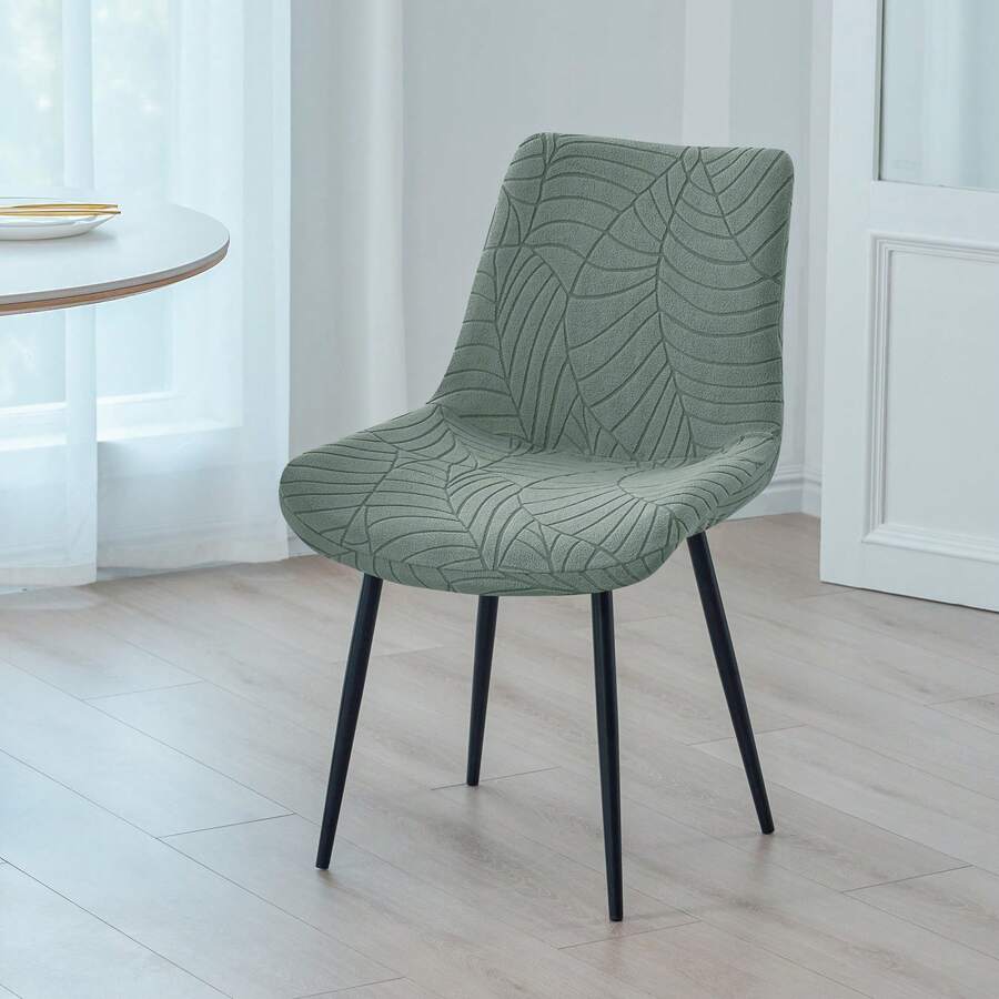 4 Stücke Plüsch Blatt Jacquard Stoff Stretch Vollabdeckung Relaxsessel Sesselüberwurf - 13# Bohnengrün - Übersicht 1