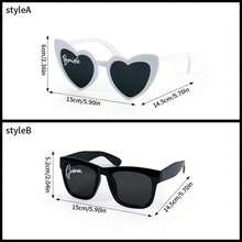 1/2pcs/Set Bride And Groom Sunglasses Wedding Decoration Black And White Heart Shaped Glasses Bachelor Party Supplies Bridal Shower Gift, Wedding Decoration, Photo Props - 彩色 - 查看 5