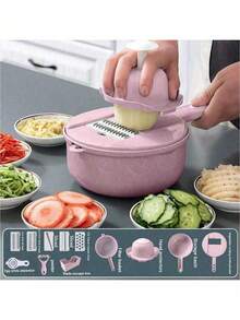 1pc/12-In-1 Multi-Functional Vegetable Chopper, Manual Carrot & Potato Grater/Slicer, Radish Shredder, Kitchen Tool, No Knife Skills Needed, Easy Vegetable Cutting, Time & Effort Saving, Wash & Cut All-In-One, Suitable Vegetable Chopper - Multicolor - View 11