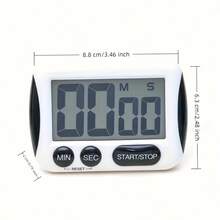1pc Digital Kitchen Timer With Large LCD Screen, Magnetic Base And Stand, Count Up/Down Timer With Alarm, Durable Plastic Battery Powered, For Cooking, Baking, Work, Exercise, Cooking Timer, Household Timer, Easy-Read Display, Compact Design, Lightweight Timer, Alarm Timer, Student, Home Use - Black - View 6