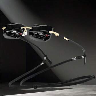 链条奢华无框商务长方形渐变镜片眼镜，男女皆宜，时尚百搭，彩色镜片，金属镜框，奢侈品牌设计师款，夏季柔和色调，优雅美学，度假穿搭，热带海滩度假，经典钓鱼摩托车驾驶眼镜，男士眼镜