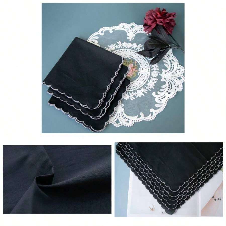 - Pauelos de algodn con bordado blanco para mujer - 6 piezas + BB - Ver 1