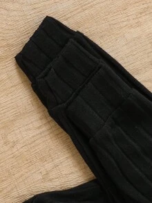 男童拼接撞色罗纹磨毛高领卫衣套装 - 彩色 - 查看 3