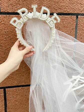 1件欧美时尚珍珠发箍，新娘珍珠头饰，婚纱配饰，派对装饰新娘发箍，发带，头饰，发圈