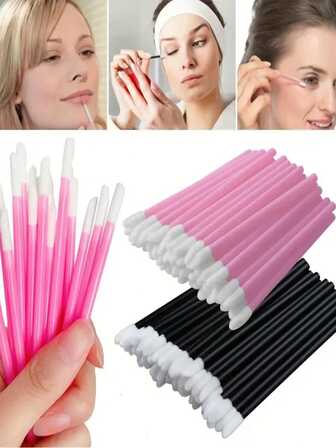 50支装唇刷，一次性唇彩棒，化妆刷，唇彩，无绒化妆刷，美妆工具套装，一次性唇刷棒，便携式唇膏刷，化妆刷，唇釉，唇膜，遮瑕膏，眼影刷，多功能植绒唇刷，美妆工具，圣诞礼物，新年礼物，生日礼物