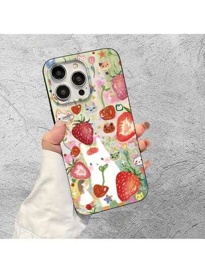 Patrón de fresa creativo y lindo, nueva funda de teléfonoóvil de TPU esmerilado de gran agujero, divertida, simple y de moda para hombres y mujeres, adecuada para funda de teléfonoóvil.