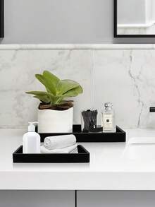 Plateau de rangement cosmétique, plateau de salle de bain, support de savon de cuisine, plateau de rangement pour plan de travail. Convient pour ranger les cosmétiques, les parfums, les bijoux, les bougies, etc. et peut également être utilisé comme plateau décoratif pour table basse. Idéal pour les plages de vacances, les salles de bain, les chambres à coucher et autres endroits similaires. Grande capacité. Décoration de salle de maquillage, sac à maquillage, accessoires de voyage - Multicolore - Voir 10