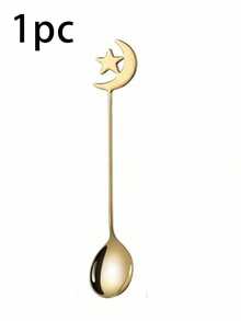 1/2件装勺子，304不锈钢材质，新月星辰图案 - 银色或金色餐具，咖啡餐具套装，斋月吉祥，开斋节快乐，星月设计（购买时请注意尺寸） - 彩色 - 查看 11