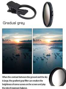 Universal Adjustable 52mm Mobile Phone Camera Lens Clip CPL Starlight 8-Wire Filter Is Suitable For All Smart Phone Camera Lens Filters Compatible With Iphone Android Mobile Phone Summer Vacation, Travel, Creative Photography Mobile Phone Accessories, Mobile Phone Lens, 52mm Gradient Gray GND Medium Gray Gradient Red Orange Blue Green Yellow Self-Filter, SLR Camera Mobile Phone Filter Portable - 52mm - View 13