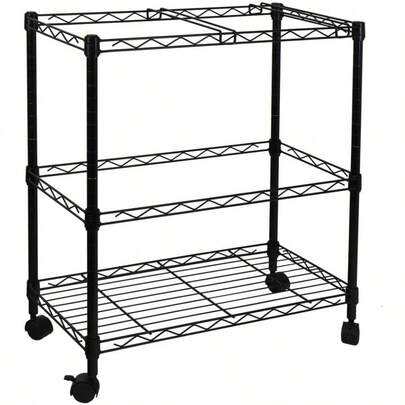 Oceanstar 2MRC1507 Portable 2Tier Metal Rolling File Cart Black