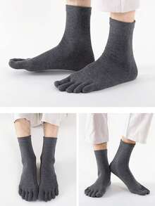 1/4 đôi tất nam năm ngón thoáng khí, tất thể thao dài đến bắp chân theo mùa, màu đen, trắng, xám. - Nhiều màu - Xem 11