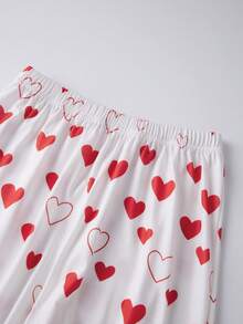 Matching Valentine Pajamas For Family Long Sleeve Tops + Heart Pants Set Loungewear - White - View 8