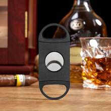 Portable Double Blade Cigar Cutter With Dual Stainless Steel Blades | 1-Piece Professional Cigar Cutting Tool Set | Precision Guillotine Cutter For Perfect Cuts | Compact Cigar Accessory & Gift Option - Black - View 5