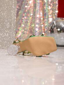 女士绿色系带优雅高跟凉鞋，叶藤缠绕系带角色扮演派对高跟鞋，仿树仙子森林派对仙女装扮，方头水晶鞋跟设计，可调节交叉绑带，节日礼物，适合派对、婚礼、正式场合，时尚舒适，春夏装扮 - 綠色 - 查看 7