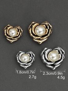 Set de 10 botones metálicos vintage elegantes con diseño de rosa, perla y textura, adecuados para abrigos, suéteres, trajes, uniformes, cárdigans, manualidades DIY, cajas de joyas, bolsos