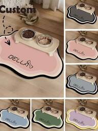 Spersonalizowana mata do karmienia zwierząt – szybkoschnąca, chłonna, antypoślizgowa mata pod miskę dla kota z własnym imieniem, mata w stylu nordyckim dla kotów i psów, trwała mata podłogowa z naturalnej gumy do użytku w pomieszczeniach, mata do karmienia kotów, akcesorium dla zwierząt domowych, nowoczesne akcesorium dla zwierząt, materiał szybkoschnący, świąteczne prezenty
