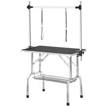 Professional Folding Dog Grooming Table With Adjustable Arm, Sturdy Design, Portable Arm, Strap, Mesh Tray And Rubber Mat, 117 Cm, Black. - Black - View 2