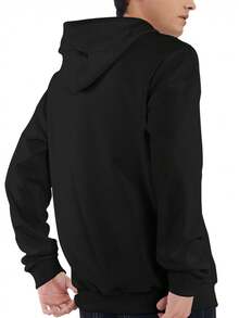 GAME ON Volleyball Hoodie - Black Fleece-Lined Pullover With Volleyball Spikes And 'GAME ON' Print, Warm Winter Sportswear Athletes, Fans, And Casual Wear - Volleyball Enthusiasts TE4Q - Black - View 2