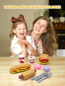 Pretend Play Fast Food Set,Simulation Burger Hotdog Combo,Play Kitchen Accessories Role Play Toys,Kids Toddler Children Birthday Gifts,New Year And Christmas Gifts ﻿ - Multicolor - View 2