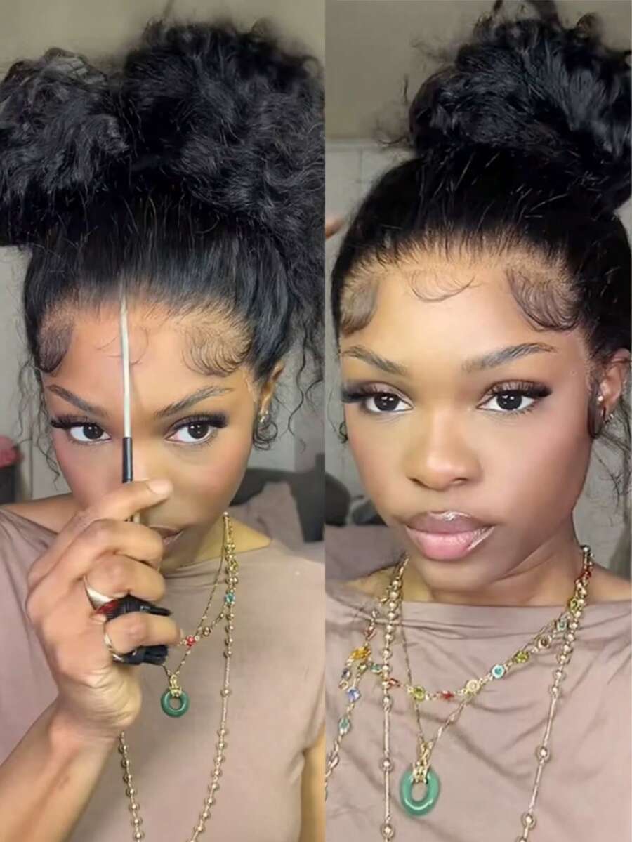 NARNI 36 Inch Invisible Strap 360 Lace Wigs Human Lace Wigs 250 Density Deep Wave Lace Front Wigs Human Hair Glueless 360 HD Full Lace Wig Pre Plucked Drawstring Wig Human Hair Brazilian 13x4 HD Curly Human Hair Wig For Women Natural Black Color - Natural Black - 查看 1