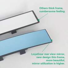 11.81 Inch Panoramic Convex Rearview Mirror - For Car, SUV And Truck Use, Clip On Wide-Angle, Reducing Blind Spots - Black - View 6