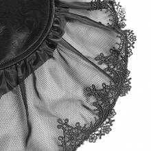 EVA LADY 一件哥特式天鹅绒蕾丝系带多层喇叭袖上衣，适合哥特主题派对和艺术展览。 - 黑色 - 查看 7