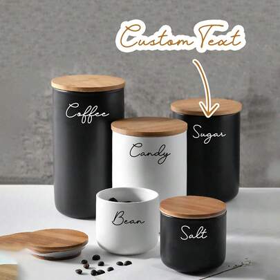 1 hũ đựng bằng gốm sứ cá nhân hóa kèm nắp tre kín hơi, có thể tùy chỉnh để đựng trà, cà phê, gia vị, kẹo và nhiều thứ khác, đa năng, kiểu dáng đẹp, có thể tái sử dụng, tinh tế, sang trọng, chất lượng cao, màu sắc tươi tắn, hiện đại, cá nhân hóa, độc đáo - Món quà lý tưởng dành cho anh ấy, bạn trai, bố, cô ấy, bạn gái, mẹ, gia đình và bạn bè.