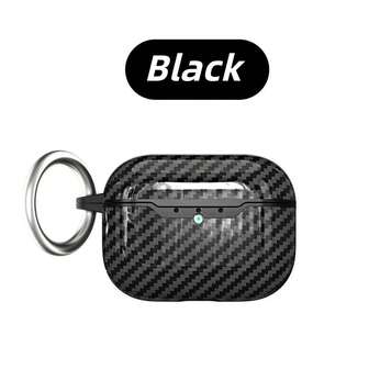 1pc Black Carbon Fiber Pattern TPU Earphone Case, Top & Bottom Open Box Buckle, Compatible With Airpods Pro, 3, Pro 2, 4, Pro 3