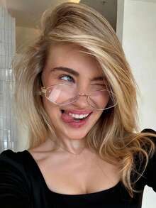 1pc Women's Oval Metal Frame Retro Fashion Glasses, Fashionable And - 8068-透明片 - 查看 2