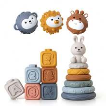 Baby Soft Rubber Cube Building Blocks Stacking Rings Sensory Squeeze Ball Toys - Multicolor - View 29