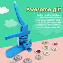 DIY Pin Button Maker Machine 25mm/32mm/58mm Badge Punch Press With 300pcs Button Parts (Blue) - Blue - View 6