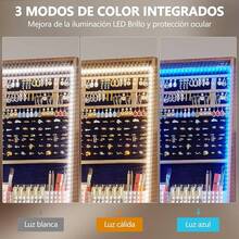 Vlsrka Armario Joyero Giratorio 360°, Espejo de Cuerpo Entero con Almacenaje de Joyas, Organizador de Joyas de Pie con Espejo, Giratorio, Gran Capacidad(Marrón) - Marrón Claro - Ver 3