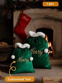 1 Piece Of 2025 Upgraded Christmas Bag, Personalized Christmas Gift Bag, Velvet Stocking Bag, Toy Bag With Name, Christmas Bag, Santa Claus Gift Bag - Custom Christmas Gift Bag - Personalized Christmas Toy Bag - Initial Santa Claus And Reindeer - Christmas Gift. Large Santa Claus Gift Bag, Christmas Stocking Gift Bag, Holiday Gift Bag, Annual Family Gift, Santa Claus Gift. Custom Initial Santa Claus Bag, Christmas Bag.,Festive Calendar