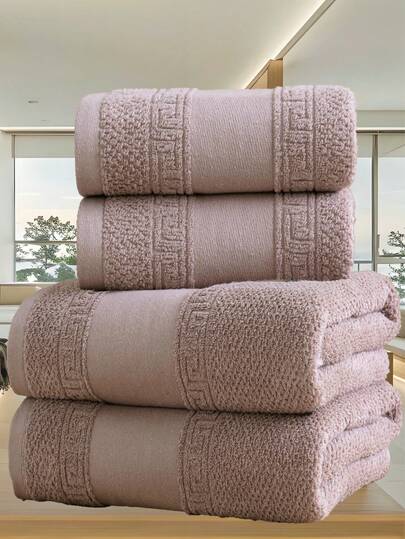 QIBHI 3条/1件（小号）纯色缎边毛巾/浴巾/大浴巾，吸水性强，柔软舒适，可作面巾/浴巾使用，适用于浴室、酒店、健身房、旅行、礼品、沙龙、运动、户外、海滩、学校、返校季、旅行配件、家居用品、毛巾、护肤品