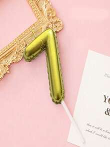 1支波浪形金色数字生日蜡烛 0-9 年龄数字蜡烛 烘焙蛋糕装饰 派对用品 - 金色 - 查看 11