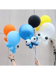 13件套DIY章鱼造型气球套装，包含30.48厘米乳胶气球、圆形气球和带眼睛图案的气球，以及气球胶点，适用于海洋主题派对、生日派对、迎婴派对、性别揭晓派对、夏季海滩泳池派对装饰、圣诞派对装饰