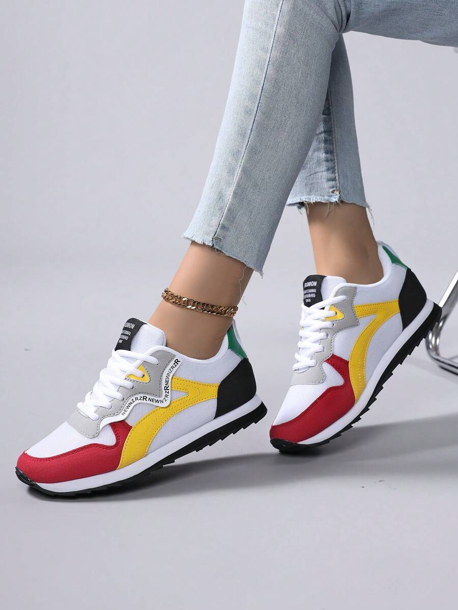 Giày thể thao chạy bộ hàng ngày mùa hè thoáng khí, thoải mái, mũi tròn cổ điển dành cho nữ, màu trơn