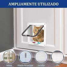 Puerta Gatos, Puerta para Mascotas Bidireccional, Puerta de Gato Transparente Adecuada para Puertas Interiores y Exteriores (Negro) - 1 - Ver 7