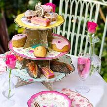 Afternoon Tea Cake Stand Floral Party Decorations Truly Scrumptious Card 3Tier Anniversary Birthday Baby Shower Wedding Pink Blue Yellow Height 36cm 14" TRULYCAKESTAND - TRULYCAKESTAND - View 3