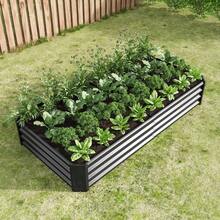 Metal Raised Plant Bed, Raised Garden Beds Made Of Sturdy Steel Sheet With Stable Design, Rust Protection And Long Durability, Soil-Free Raised Bed Kit, Ideal For Vegetables, Herbs And Flowers - Black 6x3x1ft - View 4