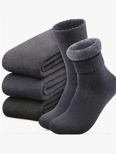 1/3/6 pares de calcetines térmicos forrados para hombres, calcetines gruesos y cálidos para botas de senderismo, suaves y cómodos, aptos para clima frío, calcetines de tripulación, invierno, gris, calcetines acogedores