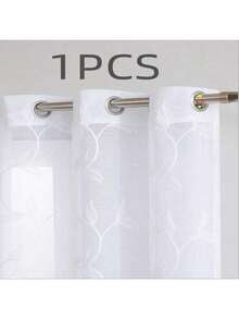 1 件白色刺绣窗帘，装饰性白色刺绣仿亚麻环顶窗帘，适用于家庭厨房、客厅和卧室 - 白色 - 查看 19