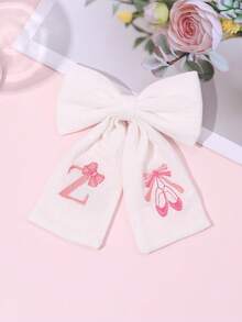 1件粉色A-Z 26字母刺繡蝴蝶結髮飾，甜美芭蕾女孩粉色蝴蝶結髮夾，白色布料髮夾，優雅生日女孩頭飾 - 彩色 - 查看 22
