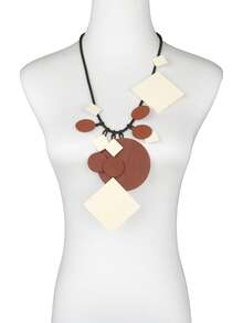 MARLIWOO 1pc Bohemian Style Retro Wooden Long Pendant Necklace, Fashion Vacation Jewelry For Women