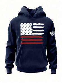 1pc Tween Boys Versatile, Personalized, Fashionable, Loose Fit Pullover Sweatshirt, Spring/Autumn - Navy Blue - View 1