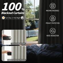 4pcs Burlap Linen Blackout Curtains For Living Room/Bedroom, Back Tab Faux Linen Textured 100% Blackout Drapes, Thermal Insulated Privacy Protection Farmhouse Window Curtains - Taupe - Xem 3